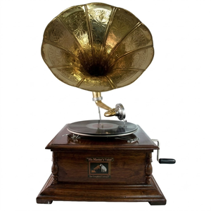 Gramófono Indio Moderno, Reproductor de Discos Vintage |   Fonógrafo Retro Antiguo, Reproductor de Música, Gramófono Clásico de Madera para Decoración del Hogar - Product Image 1