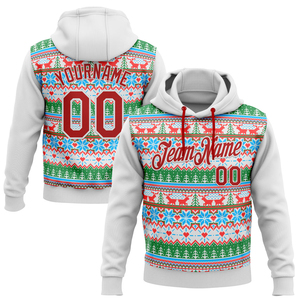 Sweat-shirt personnalisé de Noël pour homme, imprimé rouge et blanc, nom et numéro personnalisés, vêtements de sport décontractés, sweat-shirt tricoté d'hiver - Product Image 5