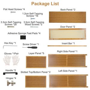 Scarpiera a 6 Ripiani Autoportante in Bambù con 2 Ante Vuote e Maniglie, Capacità Massima di Carico 70 kg, Organizzatore - Product Image 6