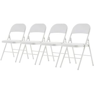 Eleganti Sedie Pieghevoli in Ferro e PVC Bianche, Set da 4 Pezzi, per Sala da Pranzo, Ospedale o Fiere ed Eventi, Codice 33292149 - Product Image 3