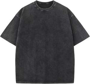 T-shirt en maille délavée à l'acide 240 GSM 100% coton, couleur unie, écologique, séchage rapide, respirant, avec logo personnalisé, style streetwear décontracté, coupe oversize pour homme - Product Image 1