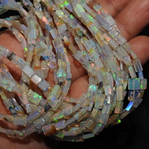 Cuentas de Ópalo Etíope Multicolor en Forma de Baguette Rectangular para Joyería, Hilo de 18 Pulgadas, 4X2-8X4MM Aprox., Piedra Natural - Product Image 1