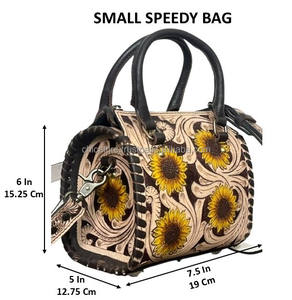 Bolso de Mano Pequeño de Cuero Vacuno de Alta Calidad, Hecho a Mano, para Mujer, Ideal para Gimnasio, Fin de Semana, Viajes y Equipaje - Product Image 2