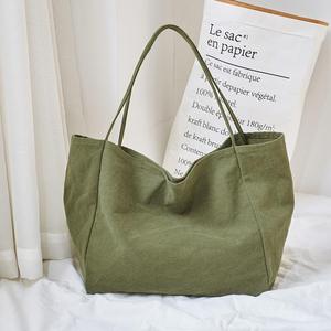 Sac fourre-tout minimaliste en toile noire, grande capacité, réutilisable, sac à bandoulière pour femmes, pour les courses quotidiennes - Product Image 4