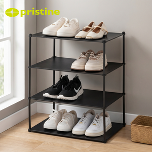 Zapatero Metálico Moderno de 4 Niveles, Independiente, Ahorra Espacio, Mueble de Almacenamiento para Entrada, Diseño Minimalista Negro - Product Image 5