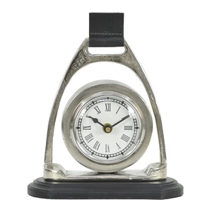 Souvenir Events Gift Items Decorative Silver Horse Stirrup Style Table <b>Clock</b> With Base Handmade Desk <b>Clock</b> Living Room Tabletop - Product Image 1
