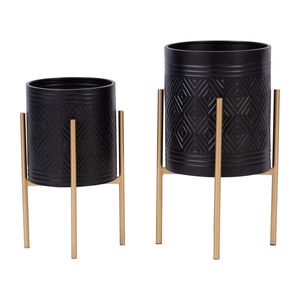 Jardinières en métal brillant faites à la main par Linea Exports Inc, nouveau design, en fer, pour la maison et le jardin, emballage carton. - Product Image 2