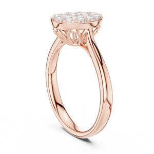 Rose <b>Gold</b> Oval Cluster Lab Grown Diamond <b>Ring</b> Pave Setting Statement <b>Cocktail</b> <b>Ring</b> Women's Fine Jewelry - Product Image 4