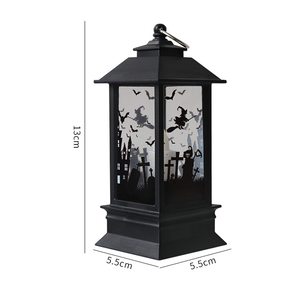 Farol Metálico Redondo de Halloween con Diseño de Castillo, Color Negro, para Decoración del Hogar, Portavelas Colgante - Product Image 6