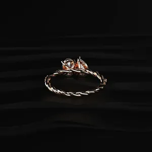 Anillo de Diamantes Ovalados y en Forma de Pera con Banda Trenzada, Anillo de Compromiso Clásico Especial para Mujer, Claridad VVS-VS, Certificado SGL - Product Image 4