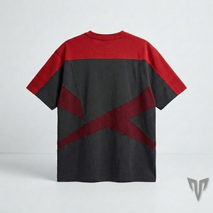 เสื้อยืดโอเวอร์ไซส์ผู้ชาย แขนสั้น ลายเรขาคณิต คอโอ ทรงลำลอง ผ้าถัก - Product Image 2