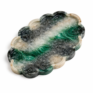 Plateau ovale en résine verte et marron à motif nuage, idéal pour la table à manger et la décoration de cuisine - Vente flash - Product Image 3