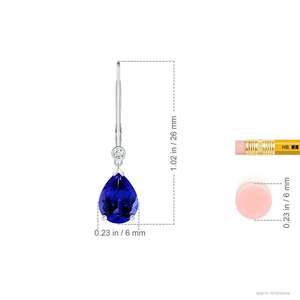 Pendientes Colgantes de Tanzanita con Corte de Pera en Oro Blanco de 14kt, Diamantes Reales, Cierre de Palanca, Joyería Fina para Mujer, Regalo para Novia - Product Image 3