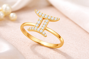 Anillo Apilable Hecho a Mano de Plata de Ley 925 con Circonita Cúbica, Astrología del Zodiaco Géminis - Product Image 6