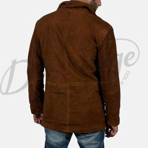 Chaqueta Parka de Cuero de Gamuza Marrón Tabaco para Hombre, Chaqueta de Piel de Oveja Real de Longitud Media con Capucha, Abrigo Informal de Invierno - Product Image 4