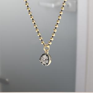 3.0ct Button Back Georgian Cut Down Collet Set Pear Moissanite Pendant Blackened Gold Pendant Blackened Link Ball n Chain - Product Image 2