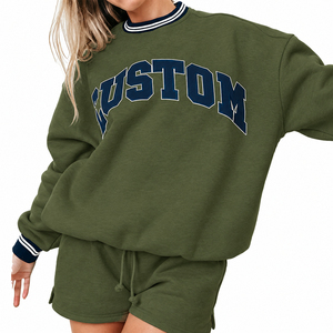 Sudadera de Cuello Redondo Extra Grande con Logotipo Personalizado, Sudadera de Algodón Tejido para Mujer, Estilo Universitario con Estampado de Letras, Otoño Invierno - Product Image 2