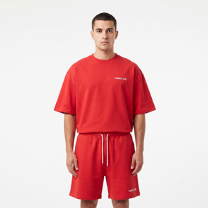 Ensemble été de qualité supérieure, logo personnalisé, 100% coton, shorts et t-shirts surdimensionnés, ensemble pour homme. - Product Image 5