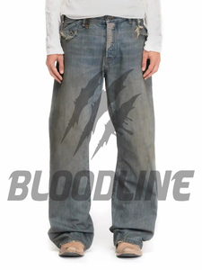 Jeans de Mezclilla Negros de Cintura Alta, Estilo Punk, Desgastados, Ajustados para Hombre, Ropa de Otoño, Jeans de Algodón, Tela de Mezclilla de Primera Calidad - Product Image 4