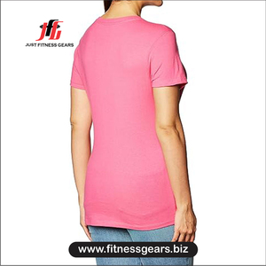Camiseta de Manga Corta con Cuello Redondo Rosa para Mujer, Color Sólido, Transpirable, Corte Regular, Ropa Casual para Todas las Temporadas - Product Image 2
