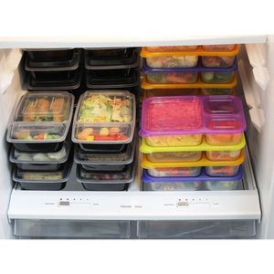 SimpleHouseware 16-Piece Heavy Duty Bento Lunch Meal Prep <b>Container</b> <b>Boxes</b> 36 Ounces 4 Colors-3 Compartment - Product Image 1