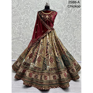 Fabzone Indian Bridal Velvet Collections Robes de mariée avec Zarkhan Work for Brides - Product Image 1