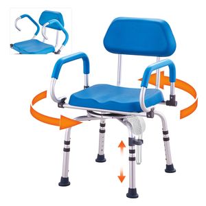Sedia da Doccia Girevole Leggera con Braccioli Rotanti a 360 Gradi e Sedile Imbottito Antiscivolo per Vasca e Doccia - Product Image 3