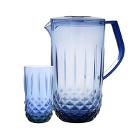 Carafe et verre à boire en acrylique baroque gaufré - Vaisselle vintage écologique Cadeau d'affaires