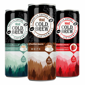 <b>Coffee</b> Drink Original Roasted Flavor Sleek Aluminum Can 250ml No Added Sugar Low Calorie Pure Natural 24 Cans Chilled VINUT - Product Image 1