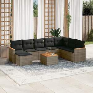 Conjunto de Sofás Modulares Medianos de Ratán PE Gris para Jardín, Colección de Muebles de Jardín Elegantes - Product Image 1