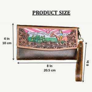 Cartera triple larga de cuero mecanizado a mano de diseñador de tendencias 2025 para la cartera de tarjetas más nueva de mujer, embragues de piel de vaca de entrega rápida - Product Image 2