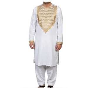 Tenues traditionnelles afghanes de style élégant, ensemble 2 pièces Shalwar et Kameez brodé vintage, mode décontractée d'été, robe afghane pour hommes - Product Image 6