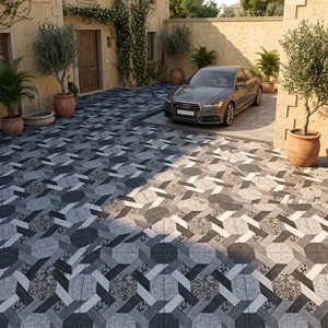 400x400mm 12mm Heavy Duty Ceramic Modern Swimming <b>Pool</b> Parking Floor Punch Finish Outdoor Anti Slip Driveway <b>Garden</b> Walkway - Product Image 5