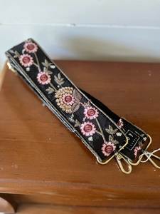 Beaded Adjustable Shoulder <b>Strap</b> With Pink Blue White Pattern Fashion Bag Accessory - Product Image 3