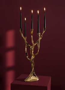 Flame Holder Golden Candelabra with <b>Twisted</b> Design for Home Decoration - Product Image 3