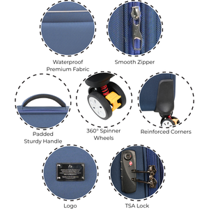 Ultra-Light 2.2kg 215 Carry-on Luggage 20" Spinner Waterproof Portable Polyester 20kg Capacity Travel Bag Factory OEM/ODM - Product Image 5
