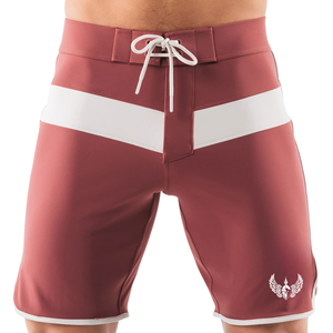 Shorts de bain pour homme, couleur rose poussiéreuse et blanc, séchage rapide, cordon de serrage, vêtements de sport aquatiques de qualité supérieure - Product Image 1