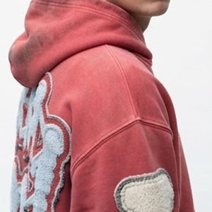 Sweat-shirt à capuche surdimensionné pour homme, personnalisé, de haute qualité, le plus vendu, avec application rouge mains squelette imprimées au dos, style streetwear, pour l'automne - Product Image 5
