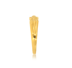 Anillo de Oro Amarillo de 18K Inspirado en la Naturaleza, Diseño Floral de Tres Hojas, Banda Curva Fluida, Joyería Fina Minimalista y Elegante para Hombre - Product Image 3