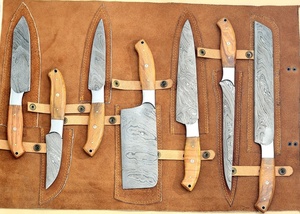 Custom 7PCS Hand Forged Damascus Kitchen <b>Knife</b> Set Chef <b>Bread</b> Cleaver Fillet Santoku Utility <b>Knives</b> Wooden Handle OEM ODM - Product Image 4