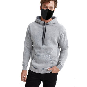 Sudadera con Capucha Gris para Hombre, Corte Regular, Color Sólido, Informal, de Algodón Tejido, con Bolsillo, para Otoño - Product Image 1