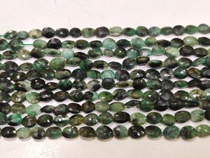 Perles de pierres précieuses en émeraude naturelle de haute qualité, ovales facettées, 8-9 mm, 12 pouces de long, vendues par brin pour la fabrication de bijoux - Product Image 4
