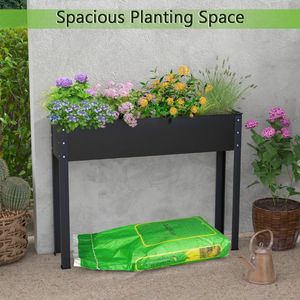 Bac à légumes surélevé en métal avec pieds et trou de drainage pour la plantation de légumes et de fleurs, pots et jardinières de qualité supérieure - Product Image 3