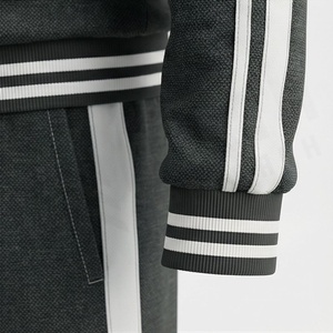 Ensemble de survêtement sportif pour homme, noir et blanc, avec fermeture éclair intégrale, respirant, en polyester et coton, pour l'automne - Product Image 6