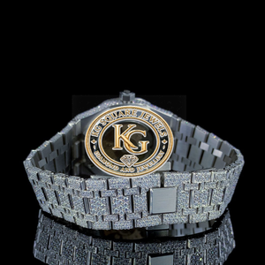 Montre de luxe à cadran rond en acier inoxydable avec lunette en moissanite mécanique et verre saphir - Cadeau unisexe moderne et élégant - Product Image 3