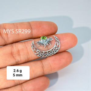 แหวนเงินแท้ 925 ประดับพลอยเพอริดอทดีไซน์พระจันทร์ งานแฮนด์เมดธรรมชาติ ราคาขายส่ง สวยงามทันสมัยสำหรับผู้หญิง - Product Image 2