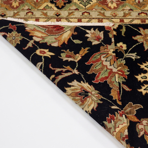 Tapis épais en laine tufté à la main, motif botanique moderne à bordure florale noire, écologique, antidérapant, beige, rouille, olive - Product Image 6