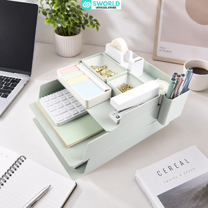 Sworld Office Organizer 3-Layer Multifunctional Desk <b>Storage</b> <b>Box</b> Wholesale ABS Japandi Design PP Factory - Product Image 6