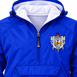 Royal Blue <b>Women</b> Hooded Anorak <b>Windbreaker</b> <b>Jacket</b> Half Zip Pullover Embroidered Crest Lightweight Outdoor <b>Jacket</b> with Front - Product Image 6