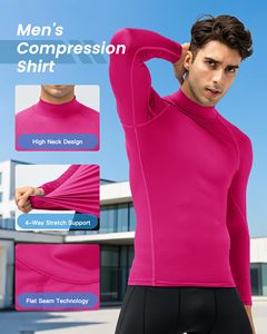 Rash Guard For Gym Training <b>Men</b> MMA Rash Guard Compression Shirt <b>Turtle</b> <b>Neck</b> Long Sleeve Athletic Base Layer Running Cycling Top - Product Image 3